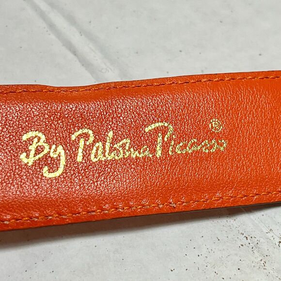 Vintage Paloma Picasso Italian Leather Womens Belt Size S M 30 70\'s Orange Gold main image 16
